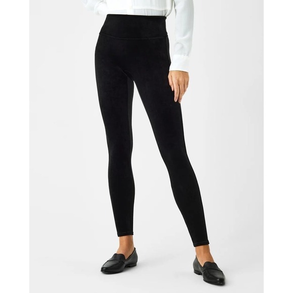Spanx Velvet High Rise Slim Stretch Shaping Pull-On Ankle Leggings Black Small - Picture 1 of 15